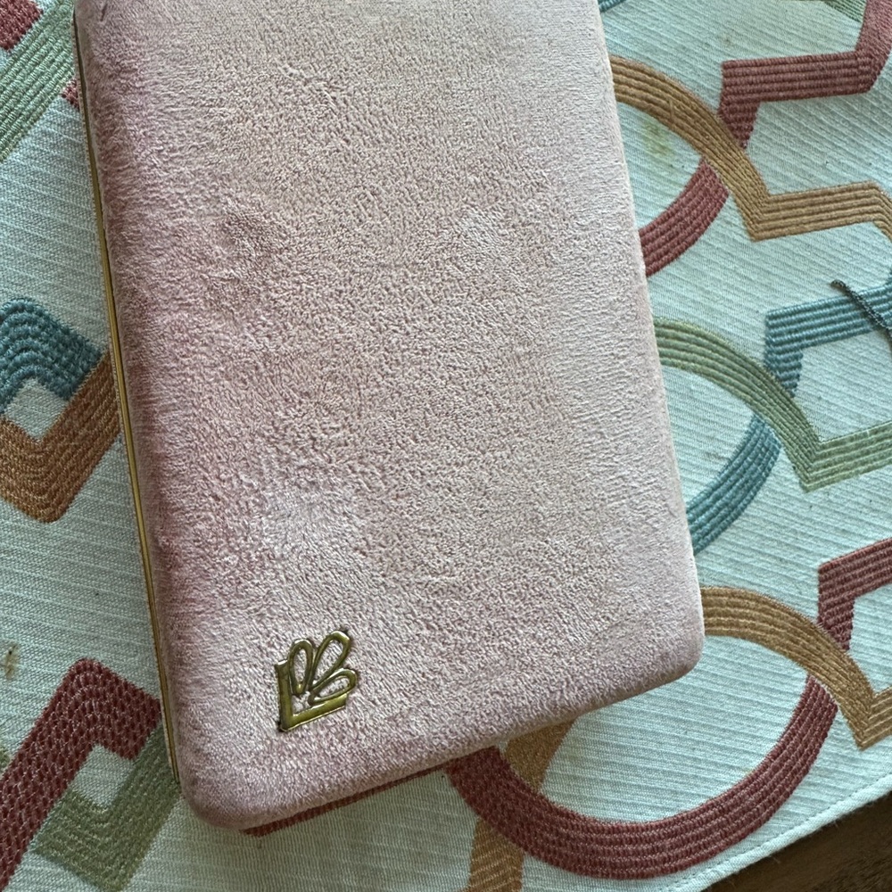 Pink Velvet jewelry box with Gold Logo